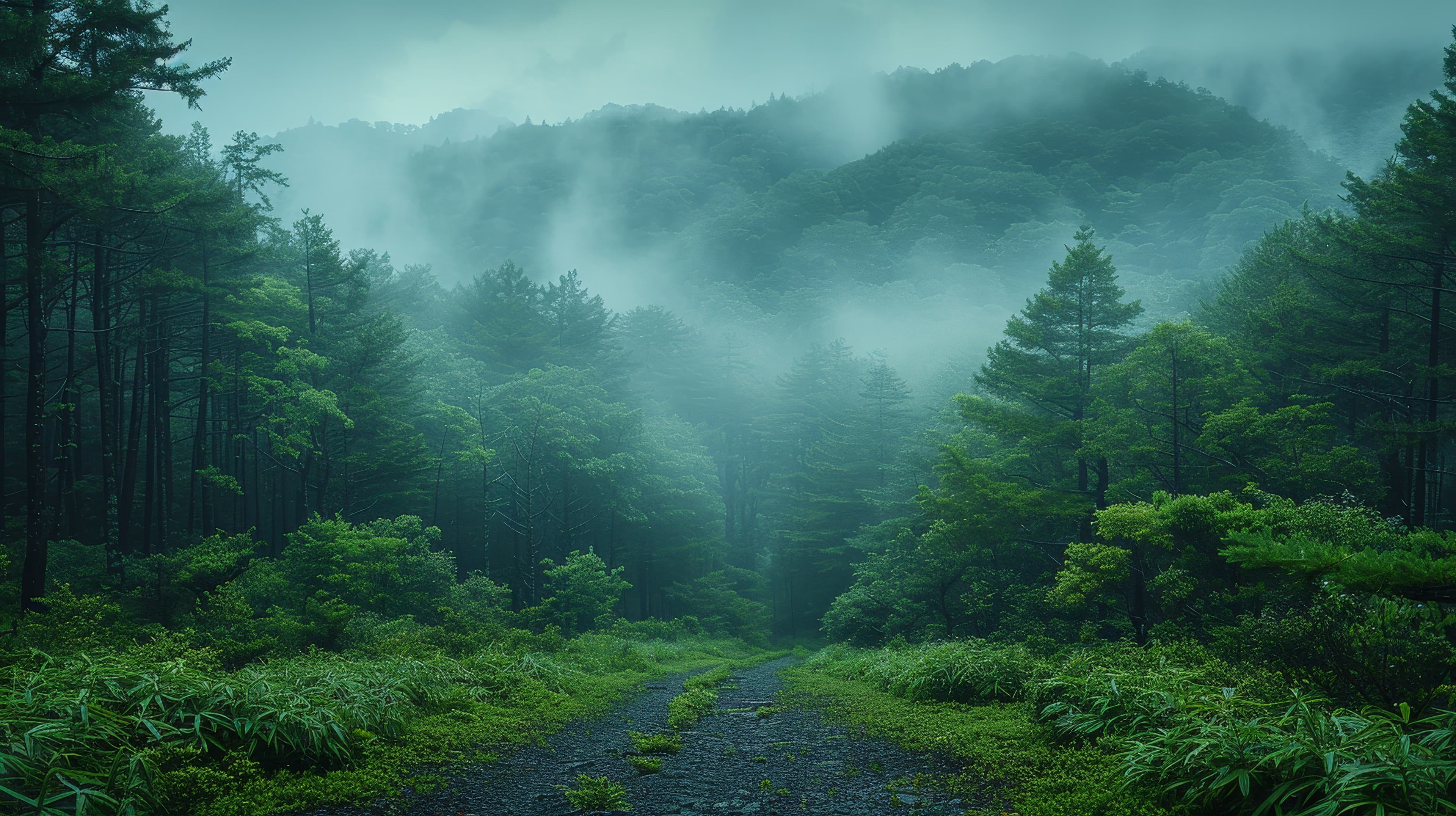 Misty Forest Background